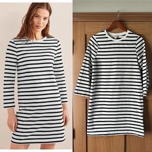 Boden White/Black Breton Striped Jersey Mini T-Shirt Dress Women’s Size 6R​